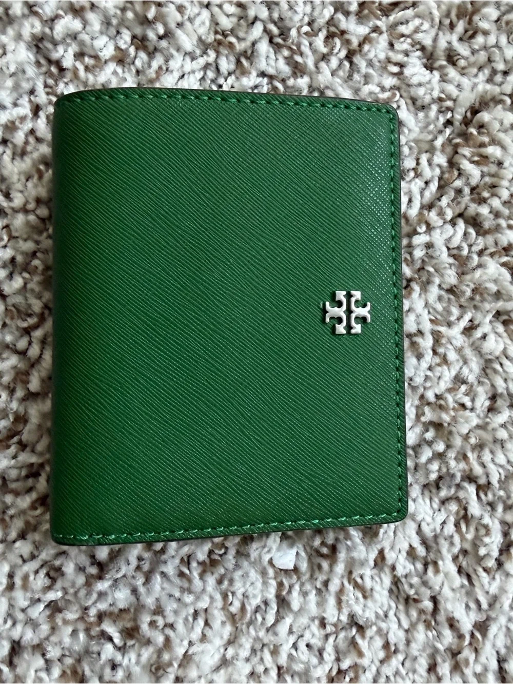 Tory Burch Emerald Green Leather Card & Key Holder